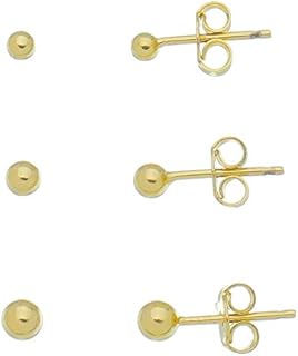 Kit 3 Pares Brincos Bolinha Banhado Ouro 18k Pequenos e Delicados