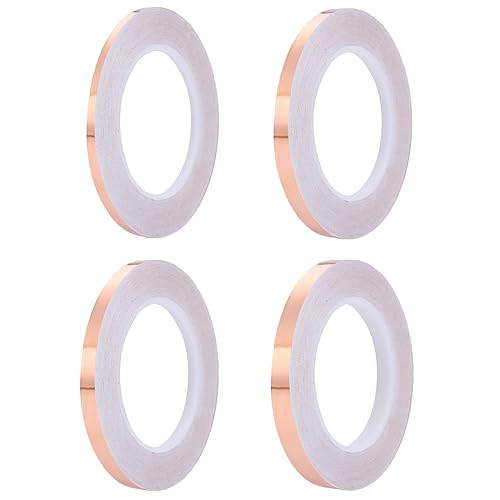 SEIWEI Copper Tape, Copper Foil Tape for Stained Glass, Copper Tape for Slugs Conductive Adhesive, Copper Flashing Conductive Tape for Guitar, EMI Shielding, 5mm,6mm,8mm,10mmx32 Yards