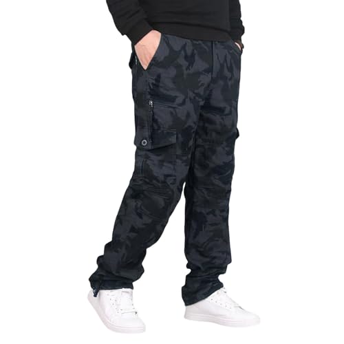Generisch Pantalones cargo para hombre holgados: pantalones de chándal de gran tamaño para exteriores, pierna recta, pantalones de senderismo con muchos bolsillos, pantalones de trekking ligeros