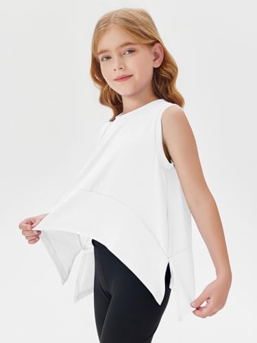 Haloumoning Girls Athletic Tank Top Kids Summer Cute Crop Tops Workout Yoga Sports Shirt 5-14 Years2