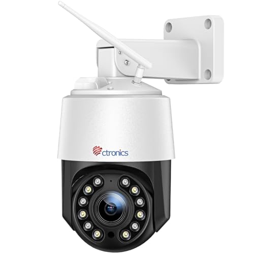 Ctronics 4K 8MP 5X Zoom Ottico Telecamera Wi-Fi Esterno, IP Videocamera Sorveglianza 2,4/5Ghz Rilevamento Persone/Veicoli/Animali Auto Tracking 50M Visione Notturna a Colori Audio a 2 Vie Metal/Cloud