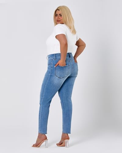 Women's Plus Size Jeans Skinny High Waisted Ripped Stretchy Jean with Pockets Tummy Control Denim Pants Trendy3