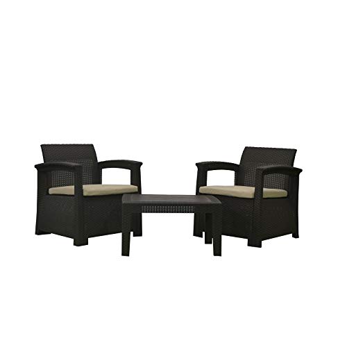 CHILLVERT KCH401 - Conjunto de Jardín Perugia Resina 2 Sofás + 1 Mesa Marrón Cover
