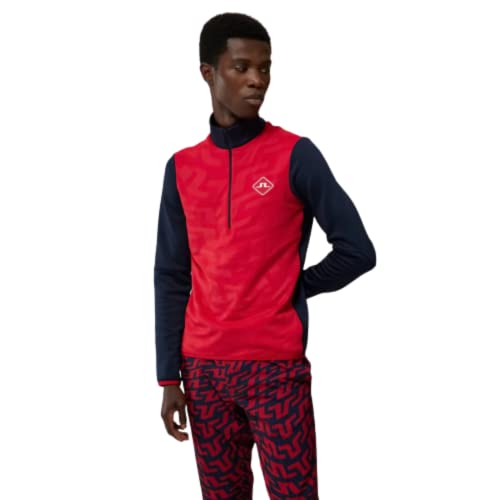 J Lindeberg Mens Arche Mid Layer 1/4 Zip Golf Pullover - Barbados Cherry XL2