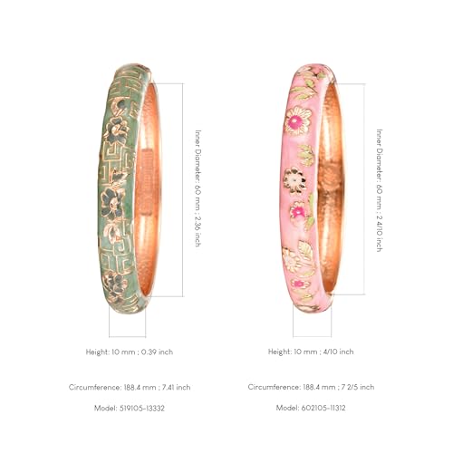 UJOY Gorgeous Bracelets Enameled Floral Cloisonne Gift Gold Plated Cuff Bangles Jewelry Sets Box for Women 55A183