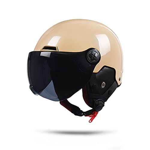 BOSERMEM Casque avec Pare-Soleil, Circonférence De La Tête Réglable, Fabriqué en Matériau 709abs De Haute Dureté Combiné avec Une Doublure en Eps pour Protéger La Tête( Beige, Brown Lentille ) Cover