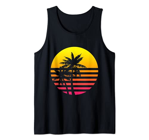 Palm Trees Sunset - Summer Vacation Tropical Beach Art Tank Top