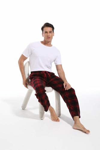 DG Hill 3 Pack Plaid Mens Pajama Pants Set Bottoms Fleece Lounge Sleepwear PJs with Pockets Microfleece