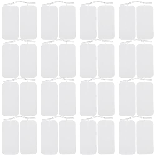 LEKEFETO 40 almohadillas de electrodos TENS de 4 x 8 cm – Electrodos autoadhesivos reutilizables para aparatos TENS & EMS Trainer – Compatible con conector de 2 mm – para aliviar los músculos