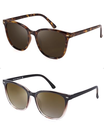 Image of 2 Packs Sunglasses for Women Polarized UV400 Protection Lens Big Frame Fashion Glasses Trendy Stylish Shade