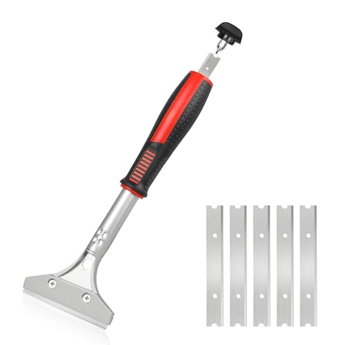 ORIENTOOLS Heavy Duty 4-inch Razor Blade Scraper with Long-Handle, Cleaning Glass Wall Scraper, Painting stripping tools,Tile Adhesive Removal (Improved version)