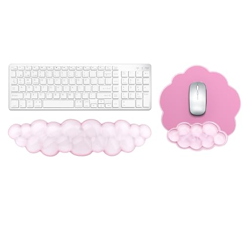Gel Cloud Keyboard and Mouse Wrist Rest, Cute Wrist Support and Arm Support Rest for Typing Pain Relief，Suitable for Office/Computer/Laptop/Gaming Set-Pink