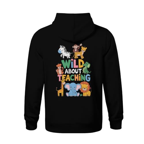 Kids Retro Wild About Teaching School Teacher Boys Girls Lightweight Kangaroo Pocket Fleece Hoodies3