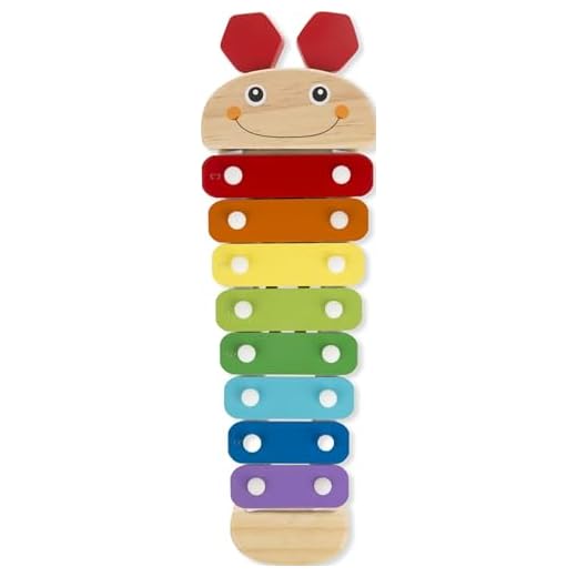 Melissa & Doug Caterpillar Xylophone Musical Toy With Wooden Mallets 15.25" x 6.5" x 1.5 - For Toddlers,Ages 3+,Blue