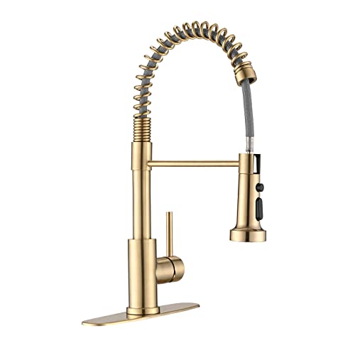 Robinet de cuisine haut de gamme or brossé extractible