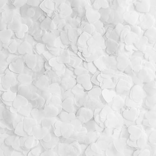 Image of BATTIFE 1.8 Oz White Heart Shaped Confetti, 6000Pcs Tissue Paper, Table Confetti for Wedding Celebrations Party, 50 Gram