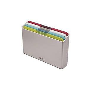 Joseph Joseph Folio 4-Piece Multi Colour coded Cutting Board Set, Slimline case for organized Kitchen storage, Silver