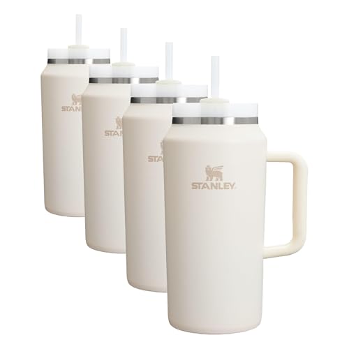Image of STANLEY Quencher H2.0 Tumbler with Handle & Straw 64 oz | Flowstate 3-Position Lid | Large Capacity for Travel & Sports | Insulated Stainless Steel Cup | BPA-Free | Cream 2.0 (Pack of 4)