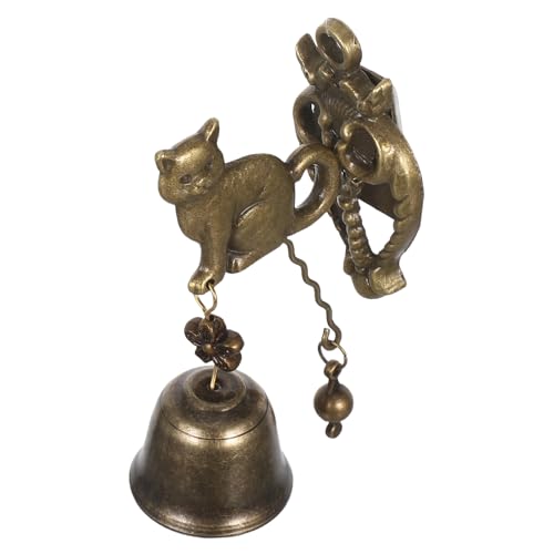 DOITOOL Timbre de Puerta Metálico Vintage Forma de Gato Campanilla Colgante de Metal para Jardín y Exterior Timbre Antiguo Rústico Resistente Intemperie para Entrada y Tienda