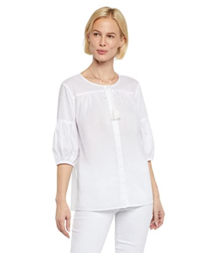 Nydj Short Sleeve Boho Blouse Optic White Xs (Us 0-2) #TOP12
