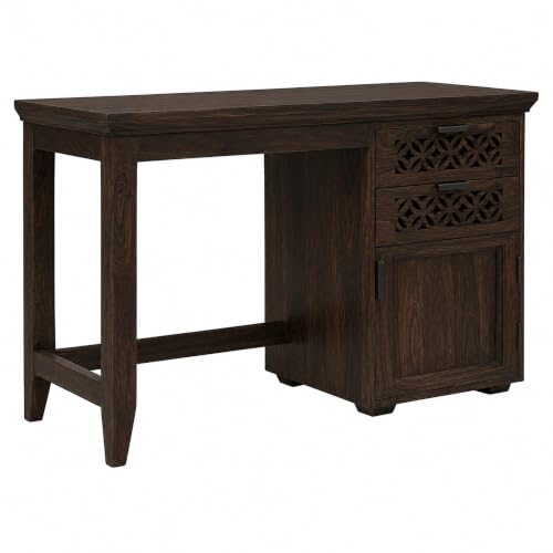 Image of SONA ART & CRAFTS Solid Sheesham Wooden Study Table with Chair | Study Table for Students with Drawer & Cabinet Storage | Office Table for Home Writing Office Desk Computer Table (Walnut Finish)