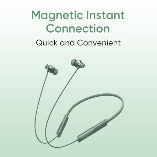 Image of Buds Wireless 3 Neo Compatible with Realme Bluetooth Neckband, 13.4mm Dynamic Bass Driver, 32H Playback, Fast Charge, AI ENC, 45ms Low Latency, IP59 (Green) (AS-B65