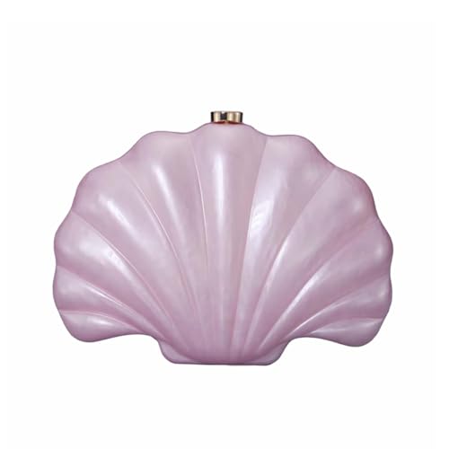 Image of Women Pearl Shell Acrylic Clutch Shell Purse Chain Shoulder Bag Ladies Wedding Clutch Prom Evening Handbag