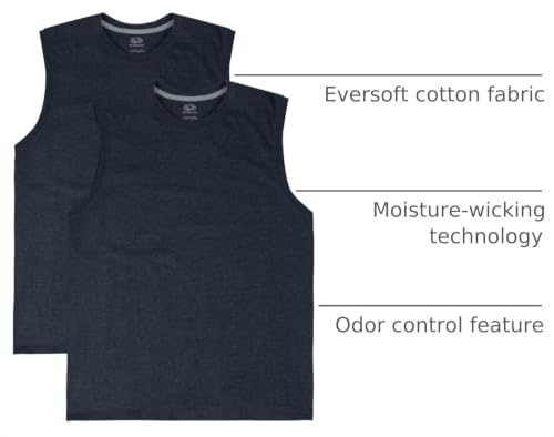 Image of Fruit of the Loom Men's Eversoft Cotton Sleeveless T Shirts, Breathable & Moisture Wicking with Odor Control, Sizes S-4X