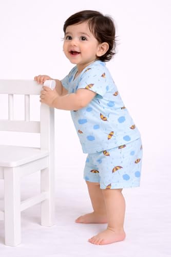 Image of Chandrika Baby Boys & Girls Regular Fit 100% Cotton Half Sleeve Jhabla & Shorts Set Pack of 3