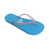BRASILERAS Damen Zehensandalen mit Rutschfester Sohle bequem Schuhe Strand/Schwimmbad/Stadt blau rosa 36/37 EU