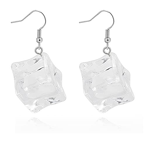 CHUNYANAN Creativity Irregular Geometric Transparent Fun Ice Earrings Exaggerated Personality Drop Earrings For Women Jewelry (White Fun Ice Earrings)