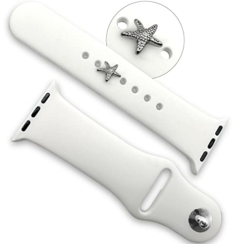 Lux Bands Watch Band Silver Starfish Charms - Water Resistant Stainless Steel Sparkling Decorative Jewelry Charms (No Band) - Compatible With All Apple Watches, Fitbit Versa, Smart Watches – Pin-Based Watch Band Accessories