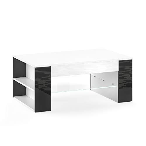 Vicco Mesa de Centro Stelios, Negro/Blanco Alto Brillo, 100 x 42 cm