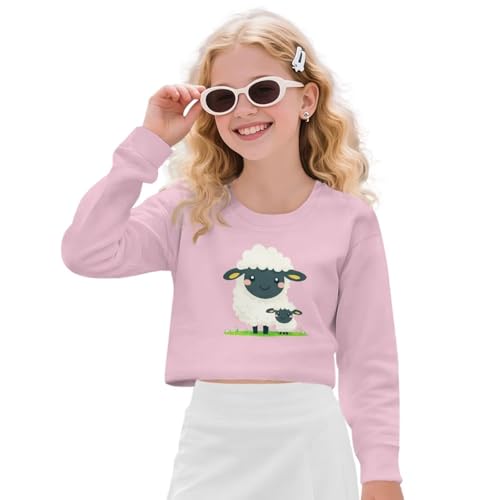 Girls Crop Tops Long Sleeve Cute Design Dancing Top Printed Fashion Pullover Sweatshirts for 5-14 Years