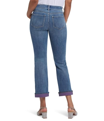 NYDJ Women's Marilyn Straight Ankle Color Cuff Jeans in Majorca Bay2