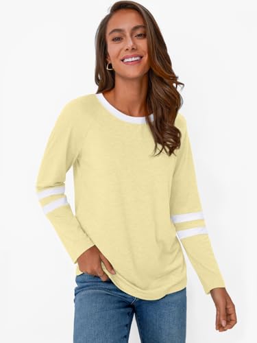 Image of AUTOMET Womens Color Block Long Sleeve Shirts Oversized Crewneck Casual Top