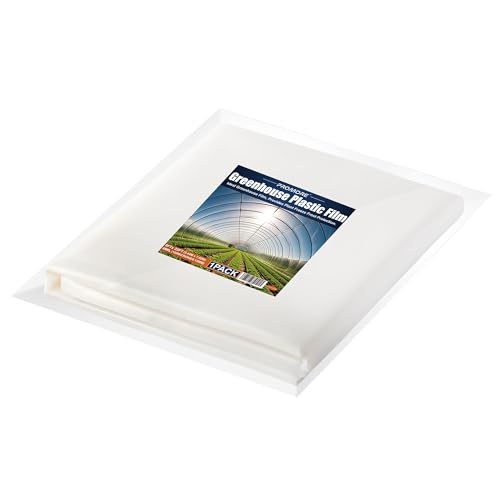 PROMORE Gewächshausfolie Transparent Polyethylenfolie 2,4m x 7,6m Schwerlast UV-beständige Extra Dick Reißfest Gartenfolie Gewächshaus Folie Tunnelfolie