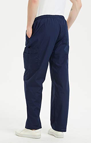 VOGRYE Calça de uniforme médico masculina – calça com 7 bolsos na cintura, uniforme médico antirruga