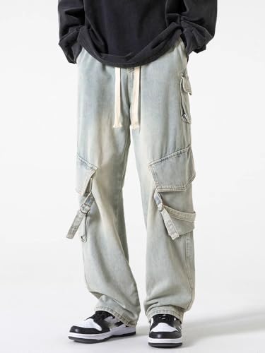 Men's American Cargo Jeans Spring Summer Loose Straight Casual Pants2