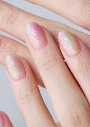Image of ohora Semi Cured Gel Nail Strips (N Rainbow Bomb) - Rainbow, Ombre, Works with Any UV /LED Lamps, Salon-Quality, Long Lasting, Easy to Apply & Remove - Includes 2 Prep Pads, Nail File & Wooden Stick