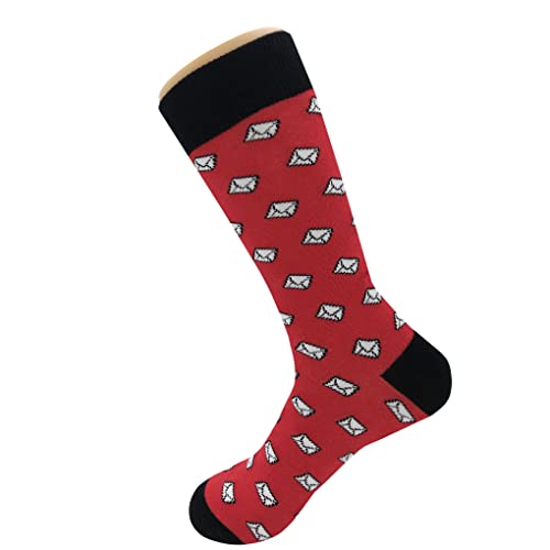 Mail Letter Dress Socks Funny Novelty Crazy Fun Design Men Size 8-12 Cotton Casual Crew Colorful Funky Fancy Socks Gift for Men3