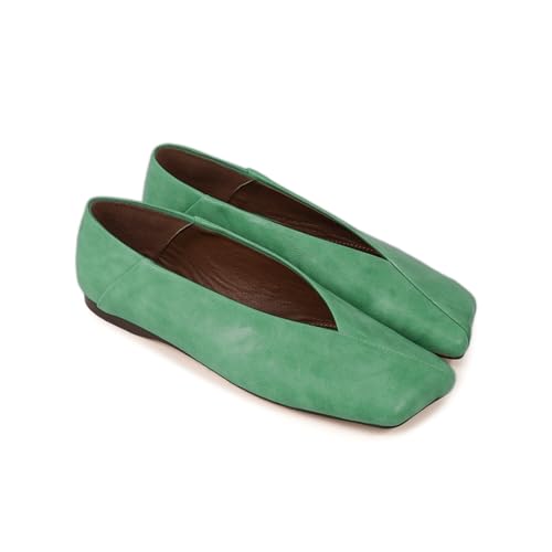 Fandimeier Women's Leather Ballet Flats Squared Toe Comfortable Dressy Slip On Walking Shoes for Casual Work4