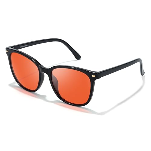 Image of TJUTR Sleep Blue Light Blocking Glasses for Women Men, Professional 2.0 AR Coatings Red Lens for Computer Reduce Eyestrain (A1 Black)
