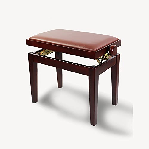 RWRAPS Taburete de Banco de Piano Ajustable en Altura Solo, Haya importada, Gran Capacidad de Carga (Nogal) (Nogal)