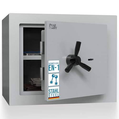 Profirst Wertschutzschrank Fortress 30 EN1 Doppelbartschloss 2 Schlüssel Feuerfalz Stahl 1 verstellbarer Fachboden inkl. Befestigungsmaterial