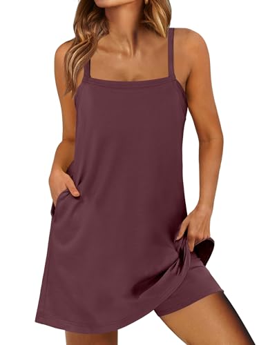 ANRABESS Women Summer Dress 2025 Beach Vacation Outfits Tennis Athletic Workout Romper Dress Built in Shorts Travel Clothes