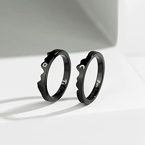 Image of Sun and Moon Personalized Promise Rings for Couples - Custom Friendship Rings for Him and Her - Handmade Wending Bands