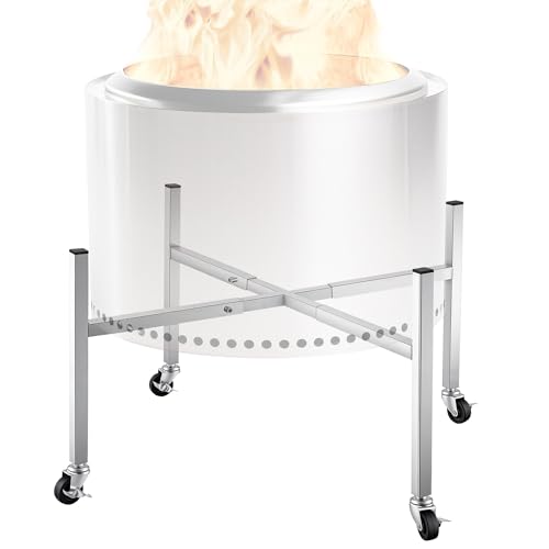 Tusivo Firepit Stand with 360 Swivel & Locking Wheels Stainless Steel Stand for Solo Stove Bonfire Yukon and Other 19.5-27 Fire Pit Firepit Accessories