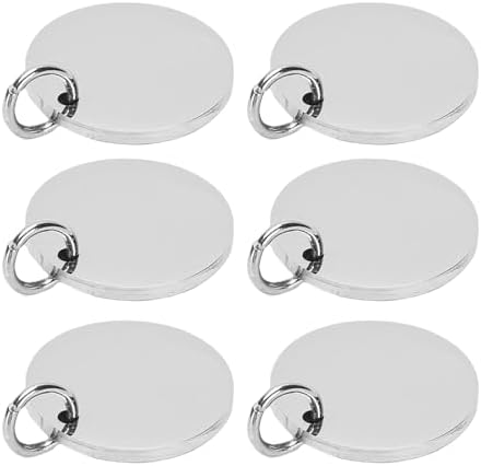 Keenso 20 Pcs Engravable Round Metal Keychain Blanks Durable 30mm for Custom Engraving and Labeling Stainless Steel - 4