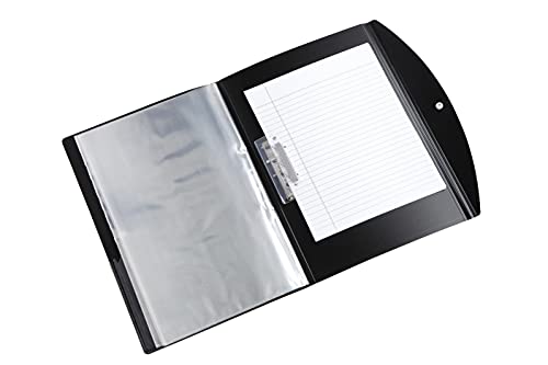 Image of Worldone FC (Foolscap Size) | Multi-Utility Document Folder | 40 Top-Loading Sleeves | Snap Button Closure | Durable 0.75 mm Virgin PP Sheet | Ideal for Office, School & College | Black (Pack of 2)